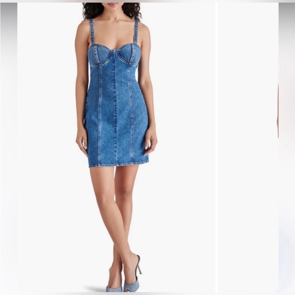 NWT Steve Madden Denim Corset Sweetheart Mini Dress — Women’s Medium